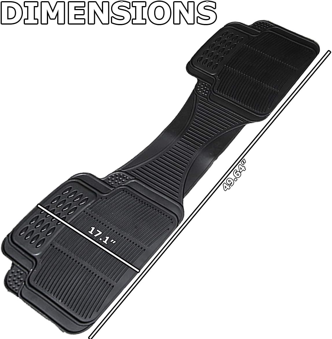 Vaygway Car Floor Mat Runner - Rubber Rear Floor Mat Liner - Black Back Seat Liner - Auto Trimmable Universal Fit Rug for Vehicle