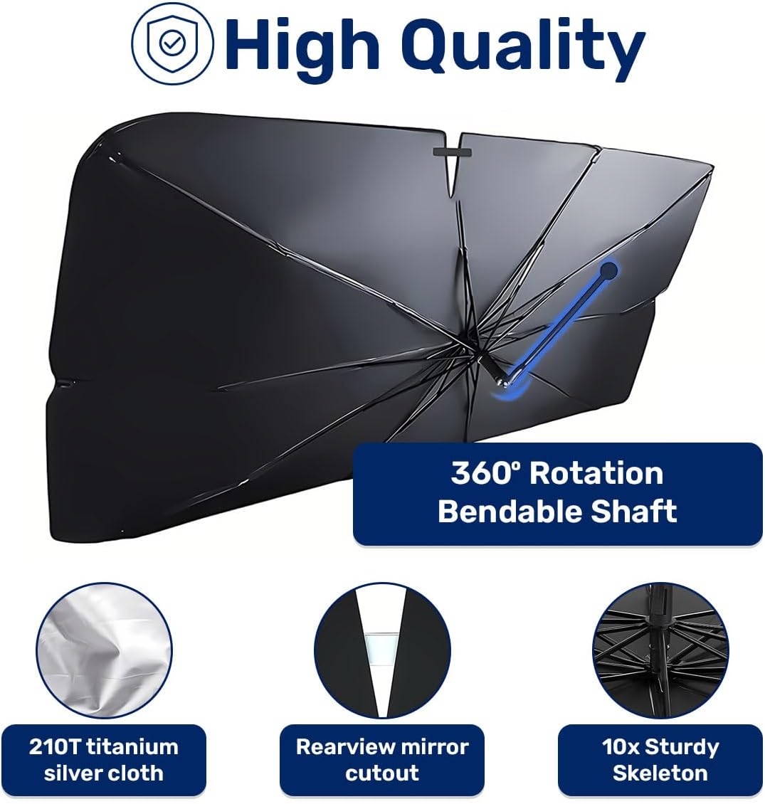 GENANY Skellington Umbrella Sunshade for Car Windshield (57x31 Inches)