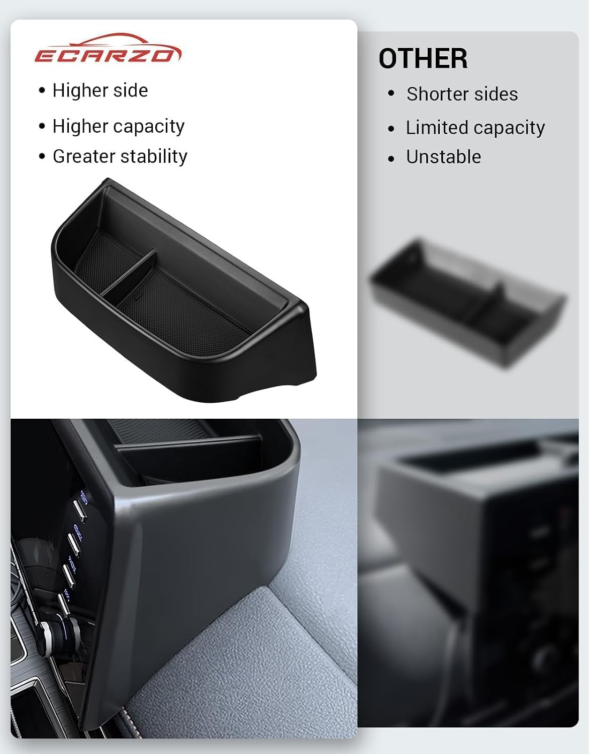 Ecarzo Dash Tray Phone Holder Compatible with 2021-2024 Toyota Sienna Interior Accessories, Hidden Storage Organizer Behind Screen Sunglass Tissue Holder（Not Fit 2025 Sienna）