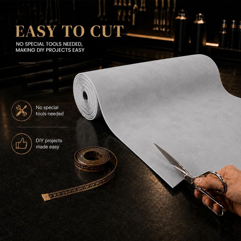 Auto Suede Headliner Fabric Material with Foam Backing, 36" x 60" | 5+ Yr Lifespan & 3-6 dB Noise Cut, Automotive Roof Liner Replacement for Cars, Trucks, SUVs, RVs, Boats, DIY Upholstery