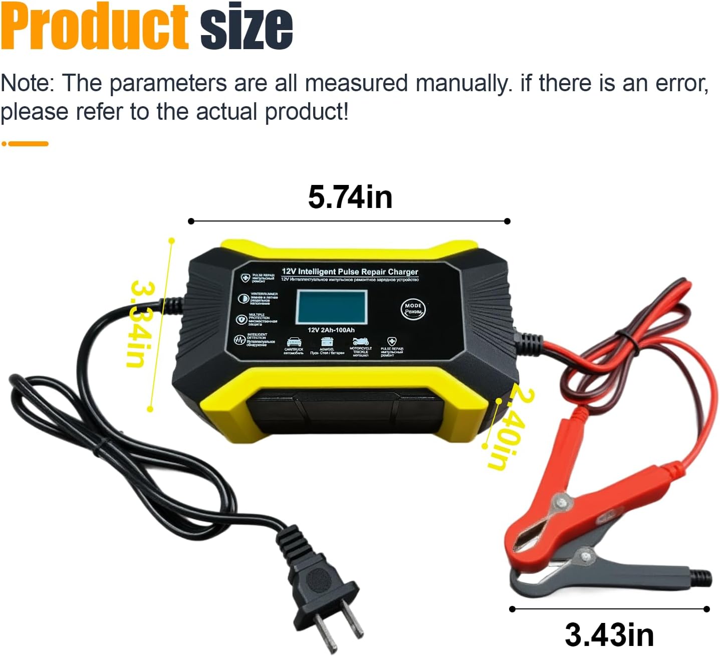 Car Battery Charger, 12V 6A Automatic Smart Battery Trickle Charger with LCD Display, Battery Maintainer Desulfator with Temperature Compensation, Universal for Car, Truck, SUV RV, Boat