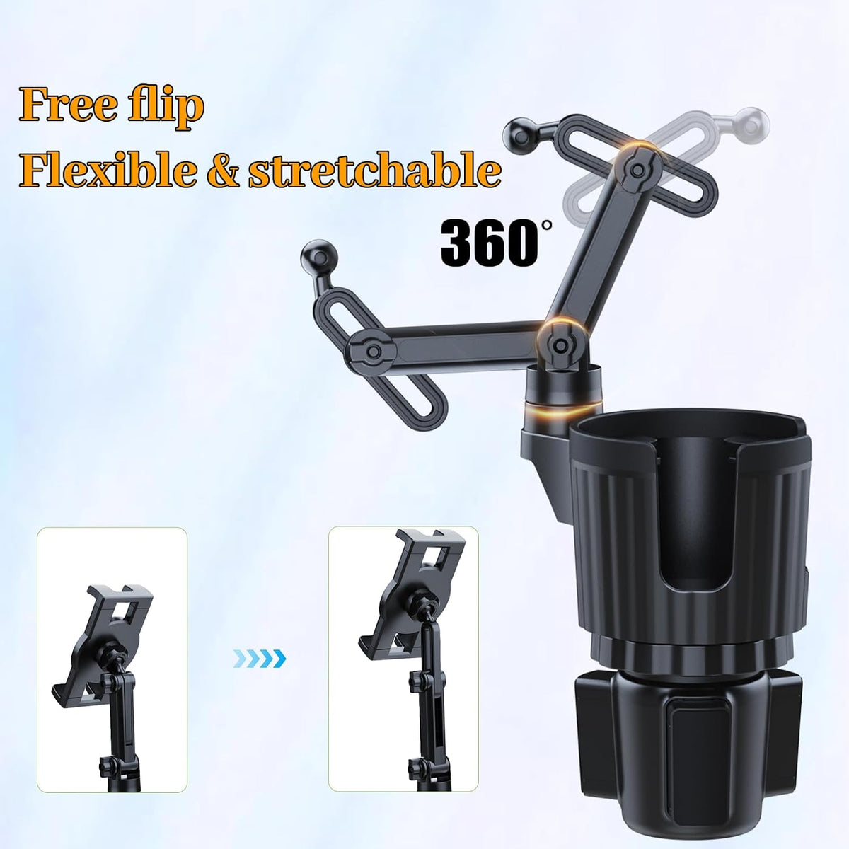 Cup Holder Car Tablet Mount forTruck-Phone Tablet Mount, 360° Rotation Cup Holder Expander for 10-40oz Drink Bottles Mugs, Universal Tablet Phone Holder Fits 4.5"-13" Smartphone & Tablet