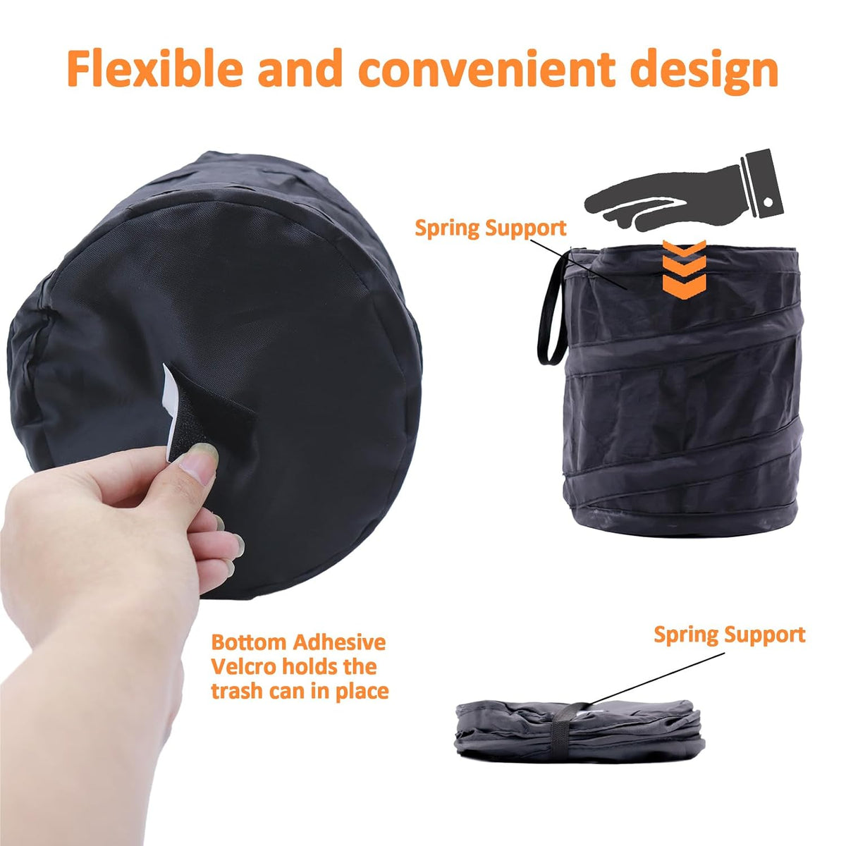 2-Packs Car Trashcan, Collapsible Car Trash Can - Pop-Up Garbage Bin Fits Cup Holder, Auto, Truck & RV | Foldable Mini Trash Can for Small Spaces, Portable Waste Bin for Car Door (2PCS)