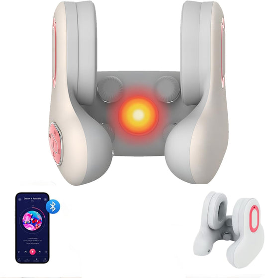Travel Neck Pillow Noise Cancel Heat Vibration Bluetooth Music | Neck Support with Heating Vibration & Built-in Bluetooth Speaker Portable for Plane Car Travel Built-in Audio for Daily Rest