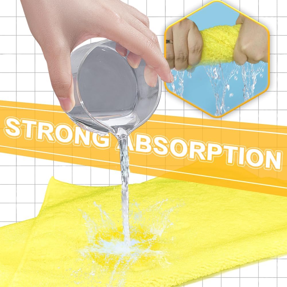 Car Wash Towels 16x16 - Microfiber, Yellow 6-Pack