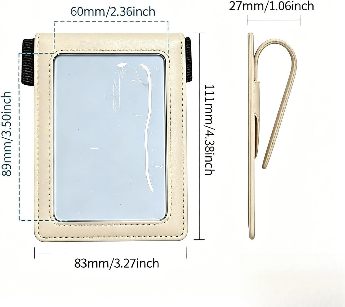 2 Pack Leather Car Picture Holder Photo Framed Elastic Car Visor Pen Holder Metal Visor Clip License Card Auto Trucks Van SUV Visor Organizer Accessories Gift (Picture and Pen Holder Beige)