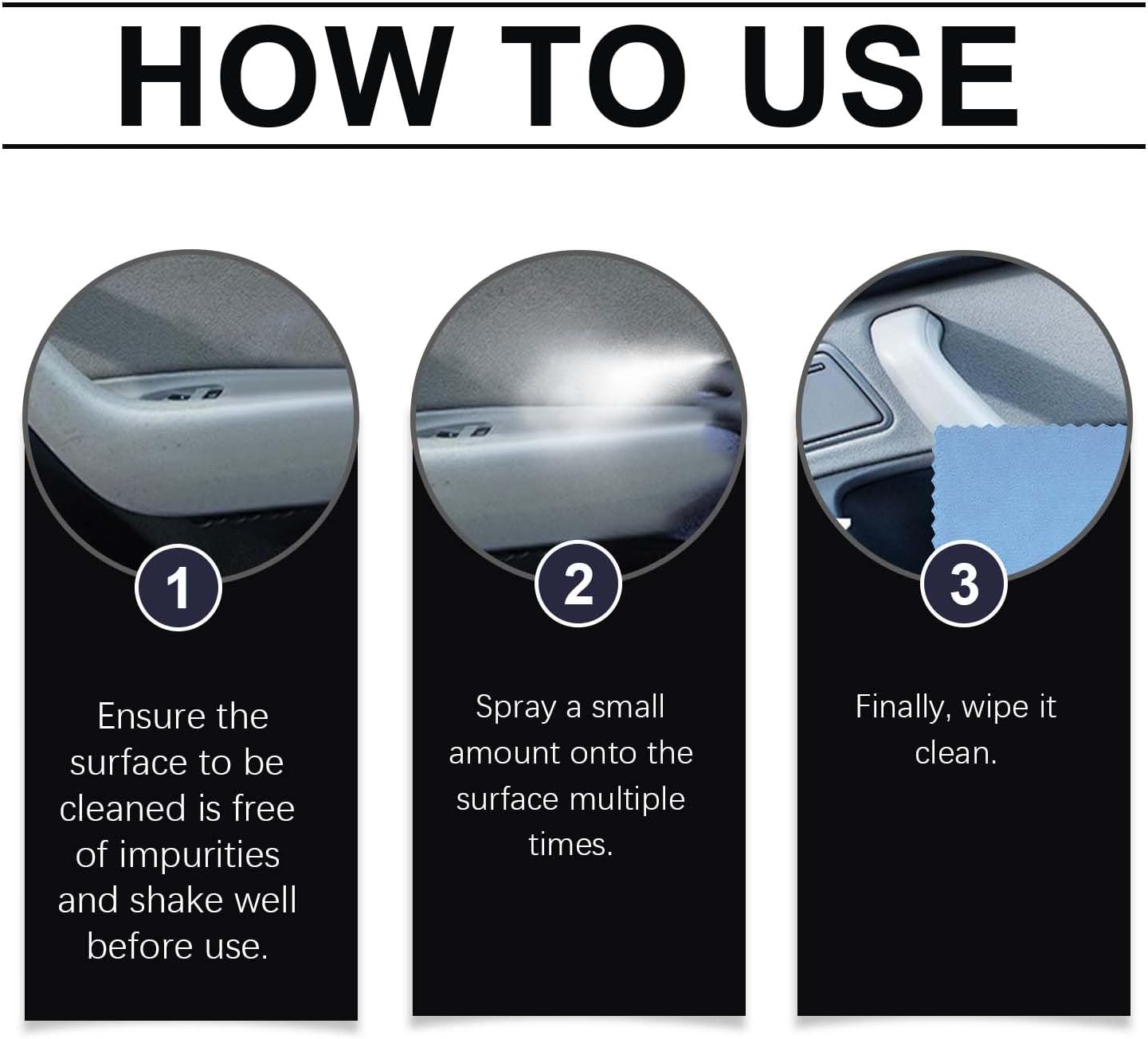 Multi-Purpose Car Interior Cleaner for Leather, Seats, Fabric, Vinyl, Car Cleaning Supplies, Interior Detailer Spray, Remove Stain, Dust and Grime, Gloss Restore (4Pcs)