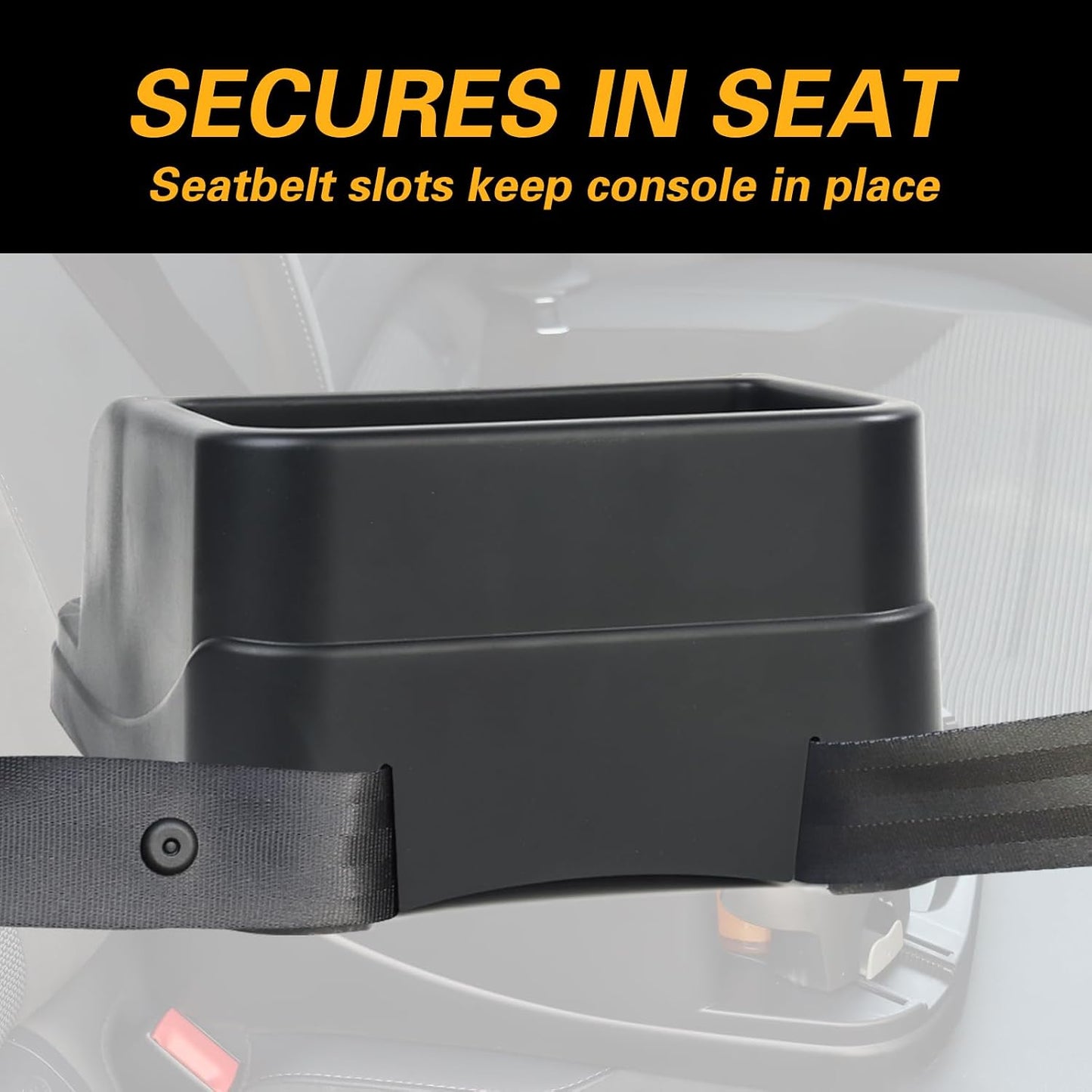 Universal Big Center Console for Cars, Trucks, Minivans, SUVs, Car Console Organizer with 2 Adjustable Cup Holders, Seatbelt for Secure Hold Car Seat Organizer, Truck Floor Console