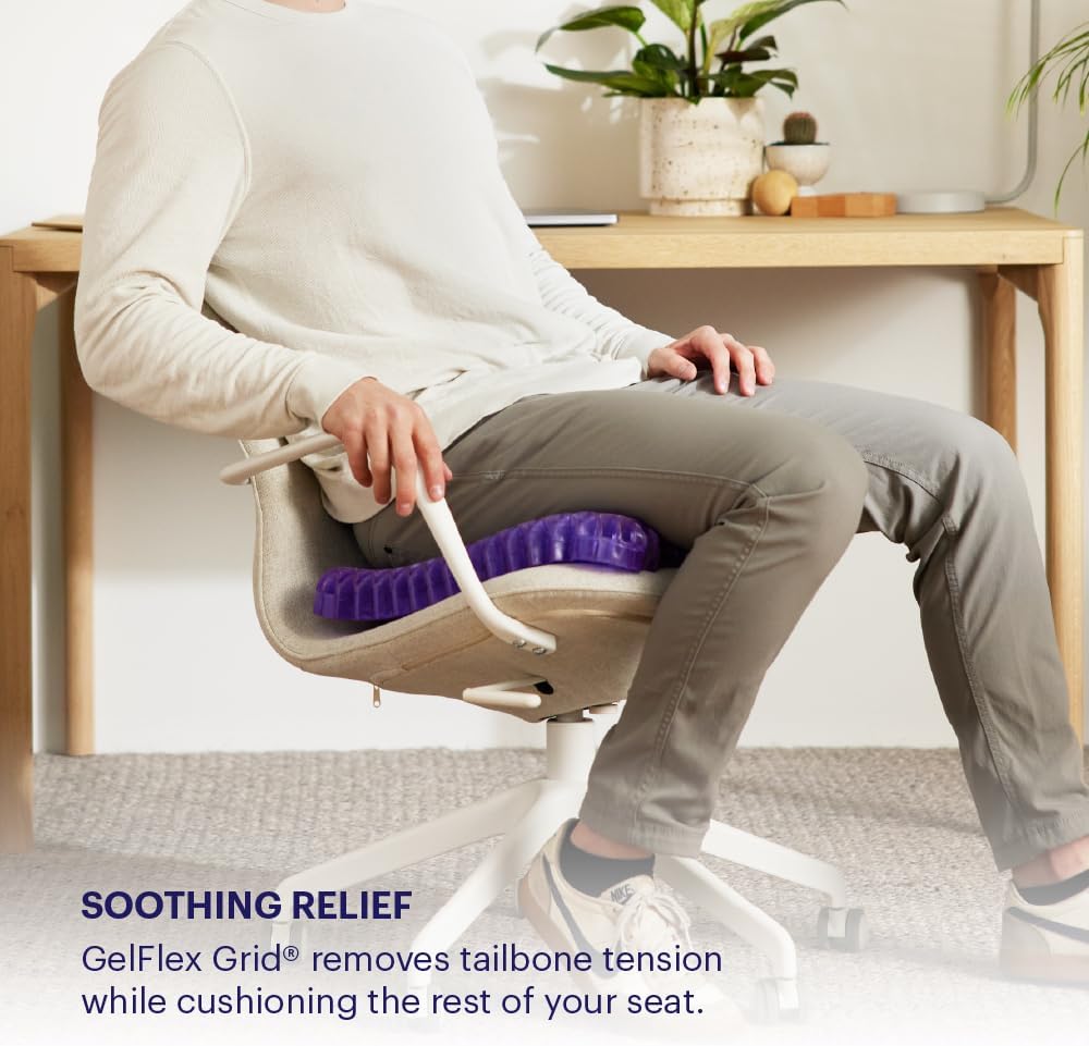 Purple Royal Seat Cushion, Portable 2 Inch Gel Seat Cushion, GelFlex Grid | Handles for Car, Office Chair, Stadium - Pressure-Reducing for Hard Seats, Temperature-Neutral, No-Slip - Made in USA