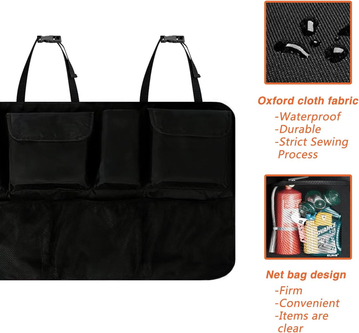 Car Trunk Organizer Large Capacity Back Seat Car Organizer with 8 Pockets