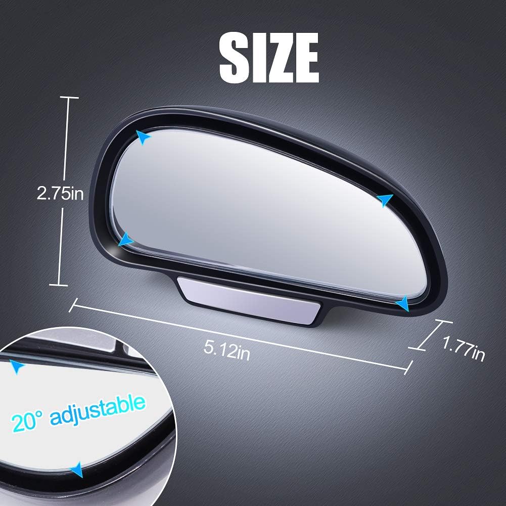 Car Blind Spot Mirrors(5.12 * 2.75in), Adjustable Auxiliary Universal Wide Angle Mirror for Universal Car SUV Mirrors Strong Adhesive HD Glass Mirror Frame Thickness Less than 5MM (R)