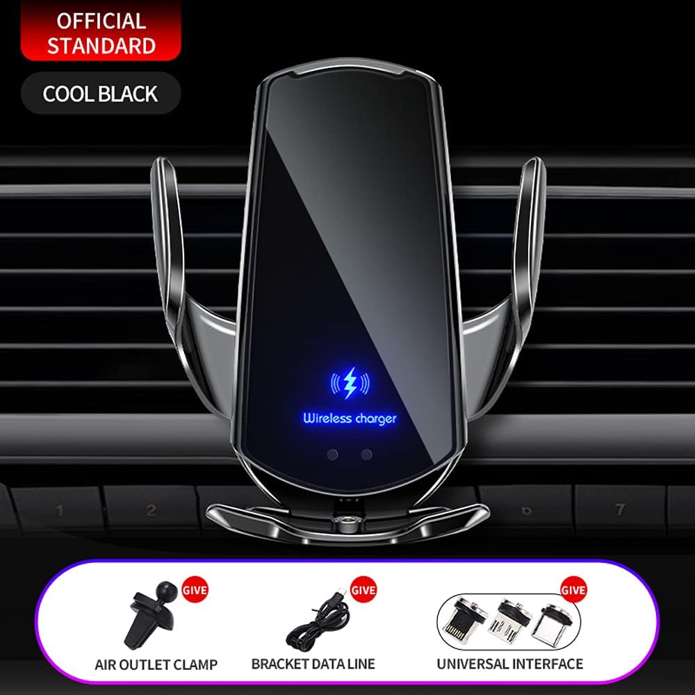 Q3 Smart Sensor Car Phone Wireless Charger,15W Qi Fast Charging Auto-Clamping Car Holder, Air Vent Phone Holder，for iPhone17/16/15/14/13/12series,and All Qi Enable Android Cellphone (Q3-Black)