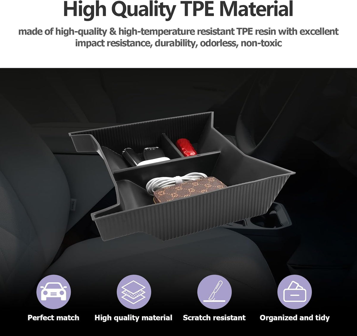 LUWU for 2024 2025 2026 BMW iX Center Console Organizer 2022-2026 BMW iX xDrive45 xDrive60 M70 Armrest Storage Box Lower Console Organizer Storage Tray iX i20 Armrest Console Organizer iX Accessories