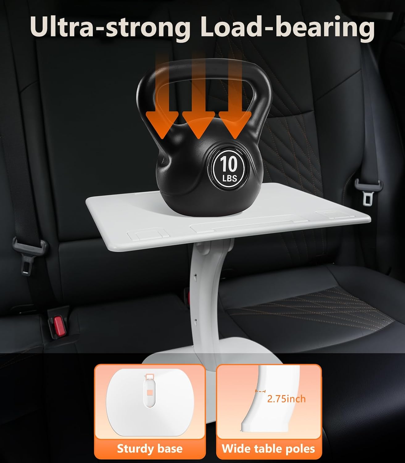 Car Seat Tray Table, Adjustable Travel Tray for Kids/Adults, Car Lap Desk for Laptop Computer Tablet Book, Front Passenger/Rear/Driver Seat Food Eating, Essentials Accessories for Long Trips