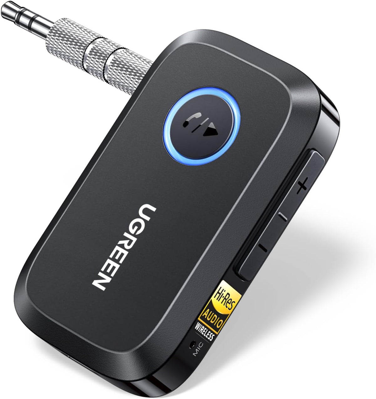 UGREEN Bluetooth 6.0 Receiver for Car with LDAC, AI Noise Cancelling 3.5mm AUX Bluetooth Car Adapter, Hi-Res Wireless Audio Receiver for Home Stereo/Wired Speaker with Hands-Free Call,15H Battery Life
