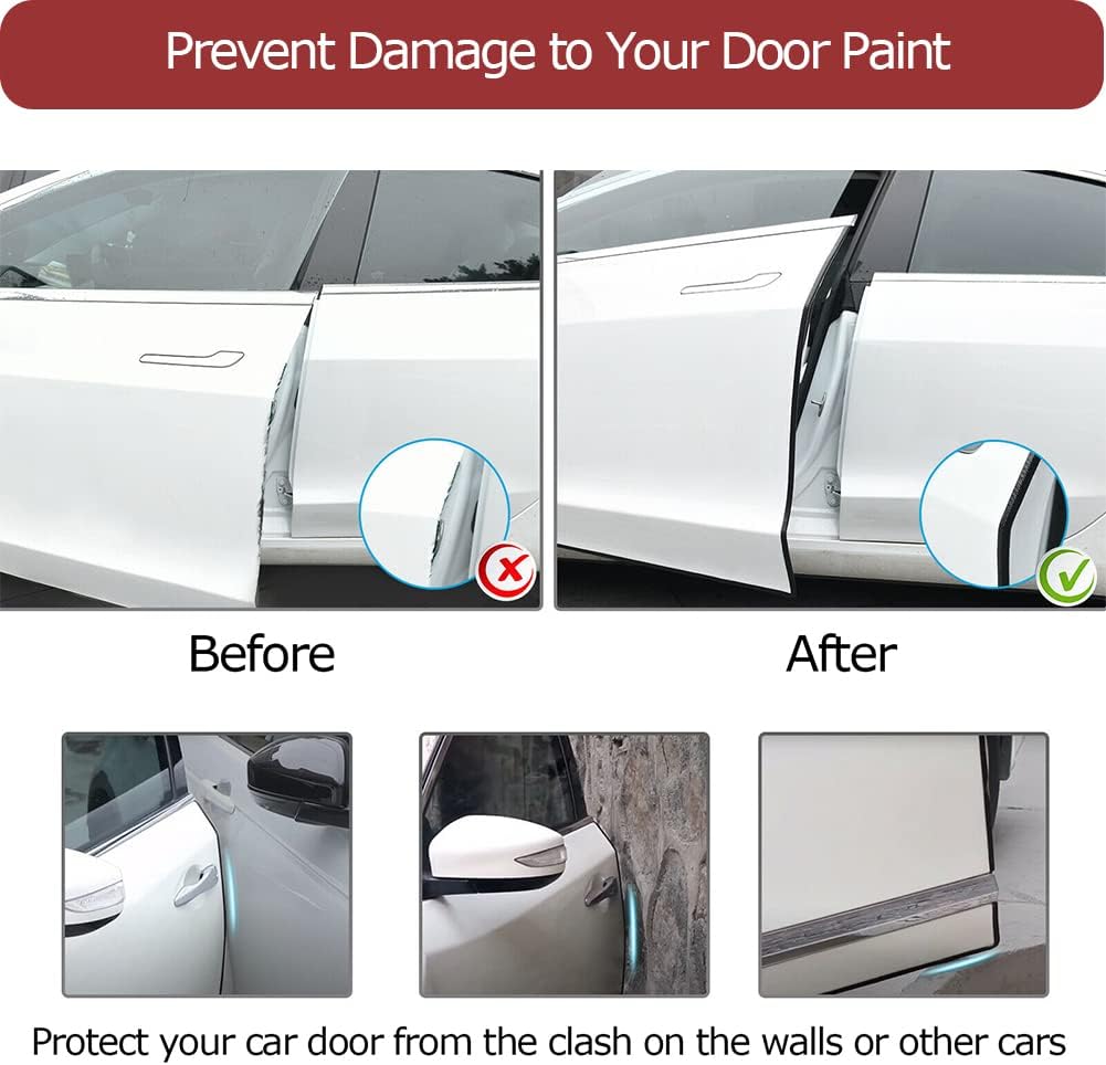 32Ft Car Door Edge Guards Black Universal Rubber Car Door Edge Protector U Shape Automotive Door Entry Guard, Edge Trim Fits for Sedans, Trucks, SUV, ATV, Boats