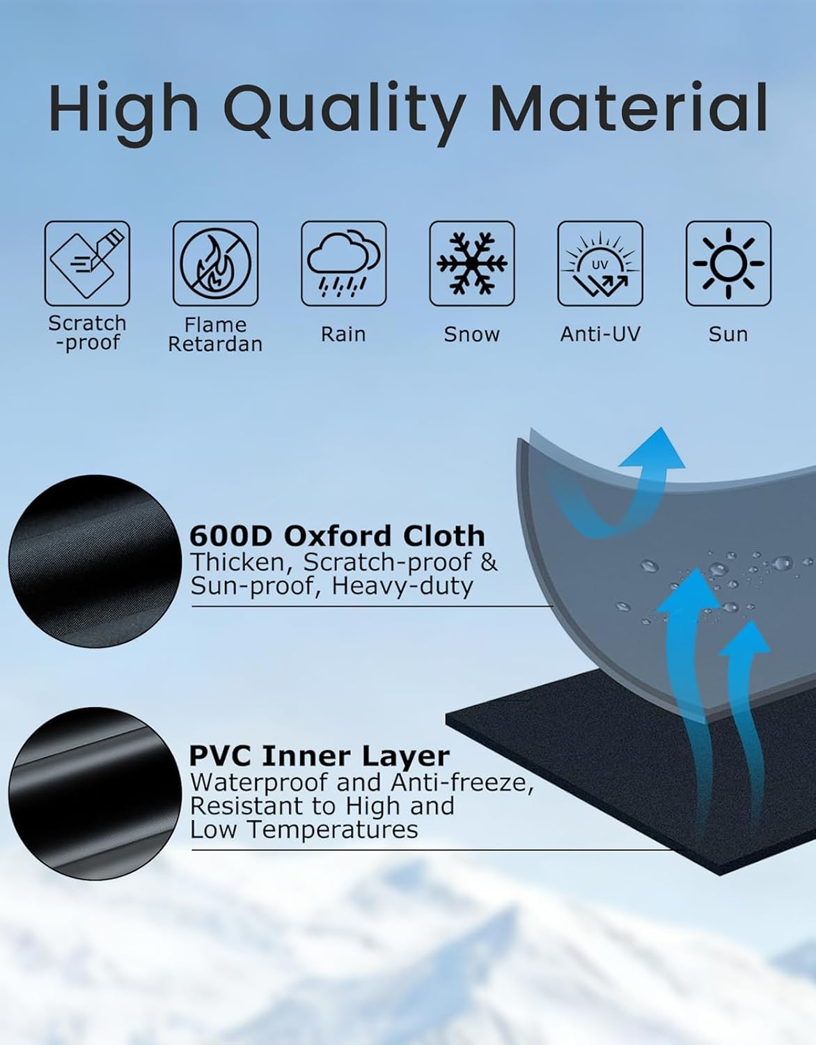 Windshield Cover for Ice & Snow, Heavy-Duty 600D Oxford Fabric, Universal Fit for Cars, SUVs, Trucks, Vans, RVs, Waterproof Frost Wind Resistant Winter Windshield Protector (69" 42")