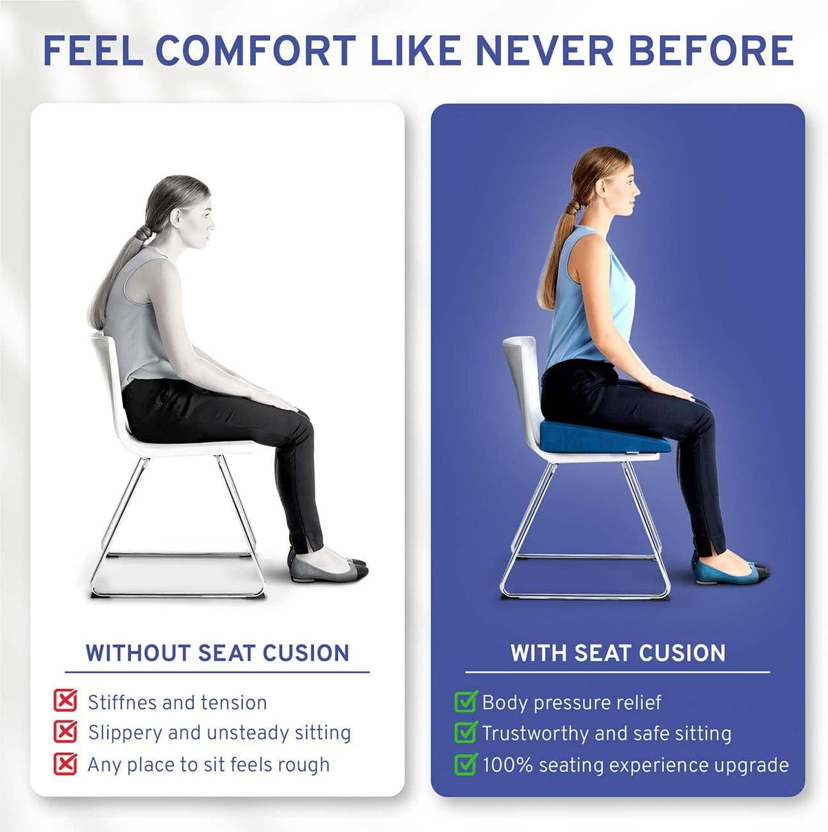 ComfySure Wedge Pillow for Office Chair Cushion and Car Seat Cushion - Medium Firm Memory Foam Seat Pad for Truck Seat, Gaming Chair - Orthopedic Support and Pain Relief for Tailbone and Hip