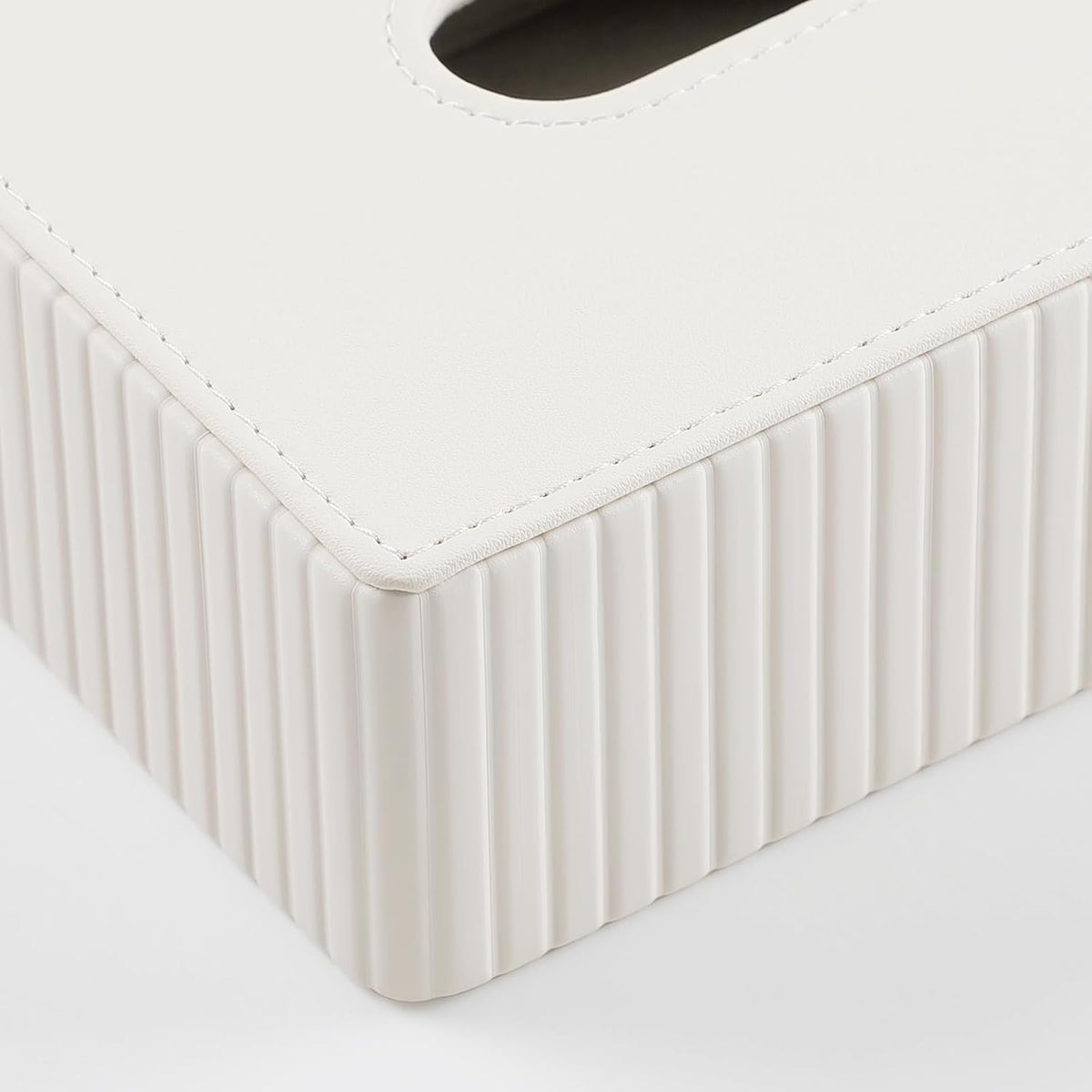 Short Tissue Box Cover, Rectangle Tissue Box Holder, Cream