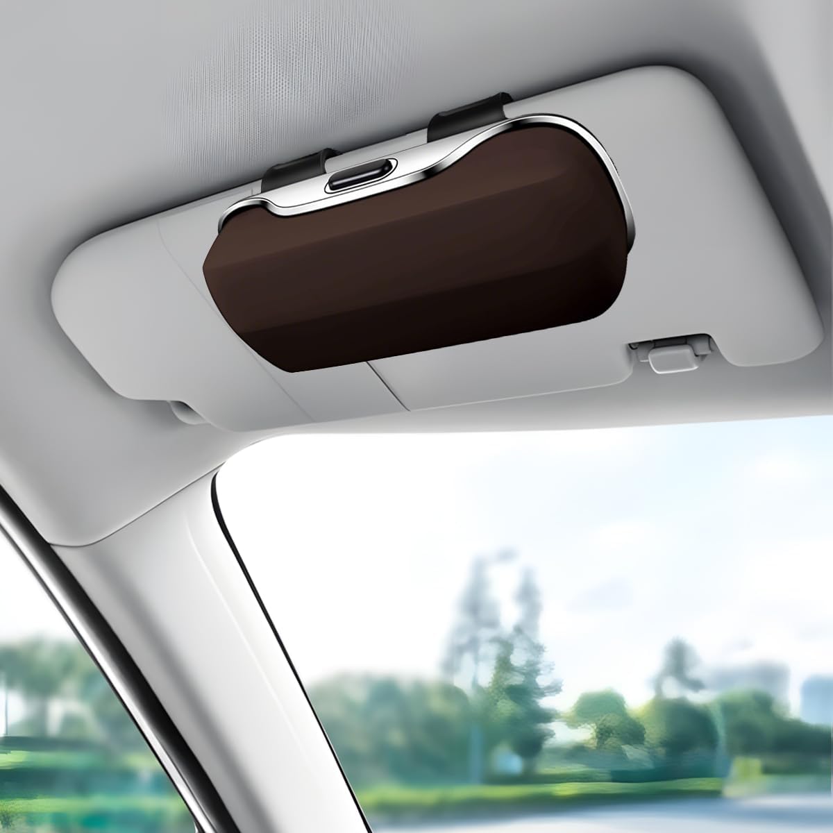 Car Visor Sunglasses Holder, Convenient Vehicle Eyeglasses Hanger Organizer Holder Box, Auto Interior Sunvisor Glasses Storage Protection Case, Universal for SUV Sedan Truck (Gray)