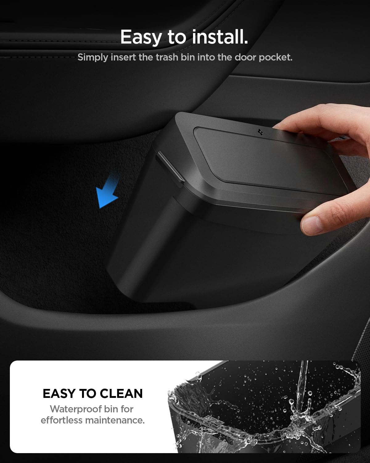 Spigen Door Pocket XL Car Seat Side Organizer for Tesla Model 3/Y/S/X & All Cars – Extra Large Storage, Black