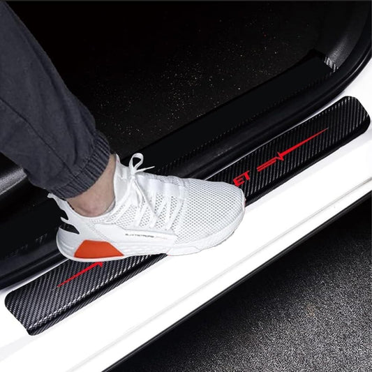 4Pcs Carbon Fiber Door Sill Protector Guards 4D Car Entry Scuff Plate, Waterproof Anti-Scratch Car Door Sill Compatible with Chevrolet