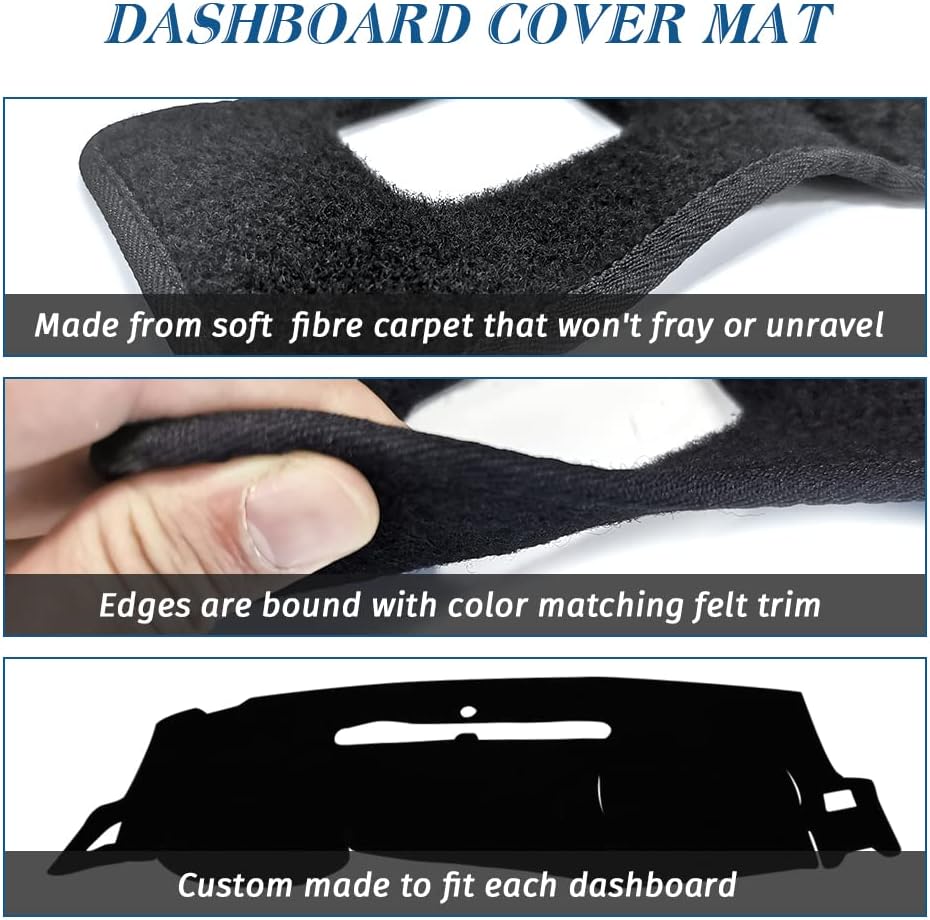 Black Dashboard Dash Board Cover Mat Carpet Compatible with 2007-2013 Chevrolet Silverado GMC Sierra
