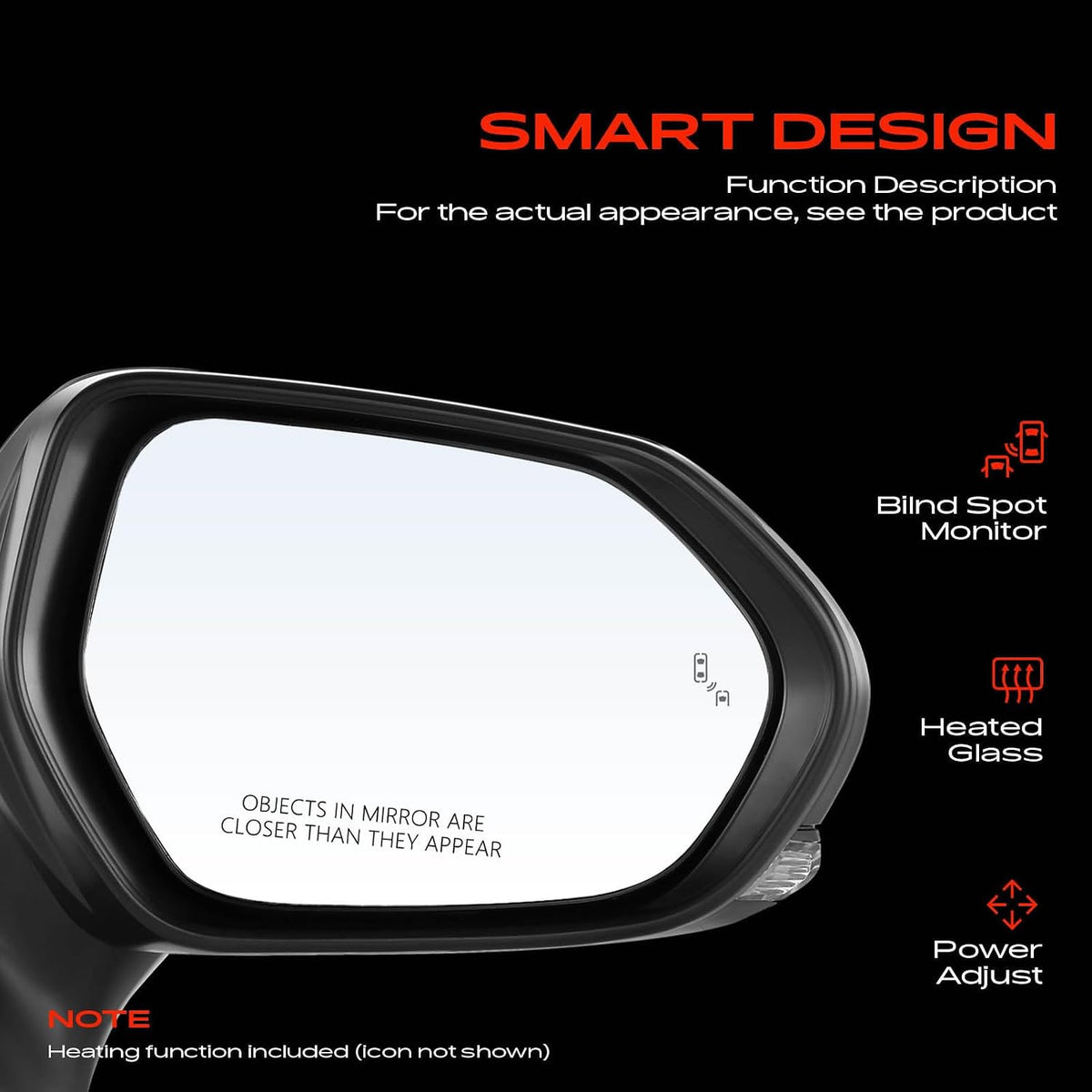 A-Premium Passenger Side Power Door Mirror Compatible with Toyota