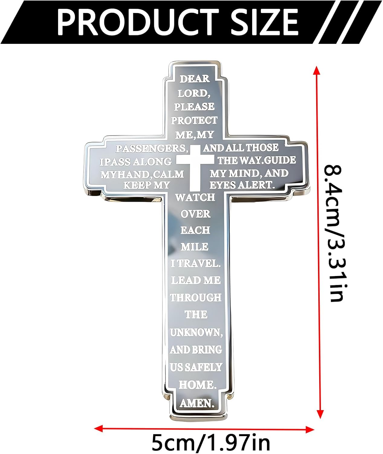 2 Pack Drive Safe Visor Clip for Car, Christian Cross Car Accessory, Religious Cross Visor Ornament for Drivers, Spiritual Car Charm Gift Idea, Silver