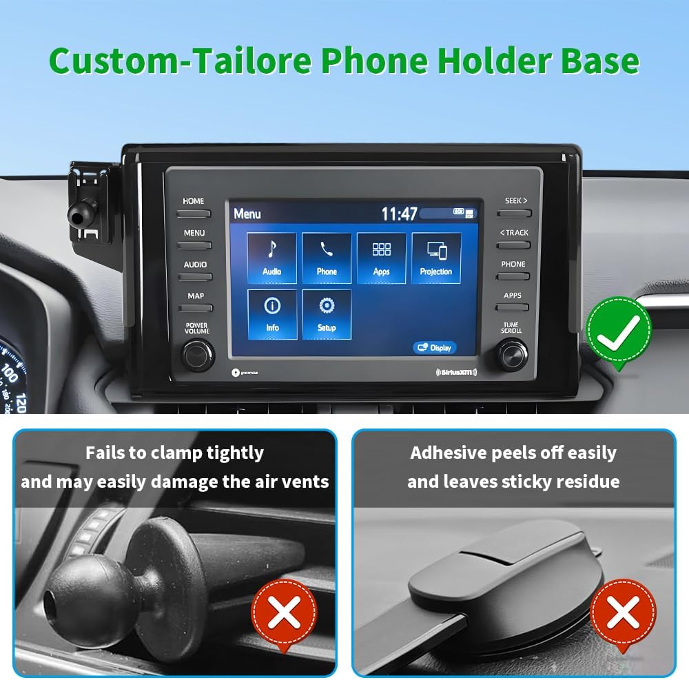 Qi2.2 Max 25W Fast Wireless Car Charger Phone Holder for Toyota RAV4 2019-2025 [ 7/8 inch Touch Screen ] Auto Accessories Magnetic Cell Phones Mount Cellphone Charging Compatible with MagSafe