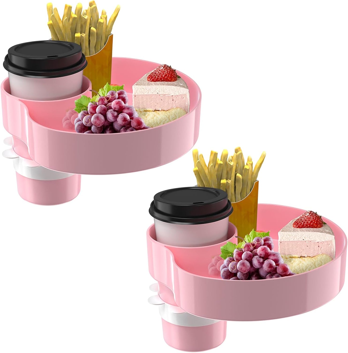 [2 Packs] Kids Car Seat Tray, Travel Tray with Cup Holder for Toddler Baby, Kids Car Seat Food Snack Organizer for Road Trip, Stroller snack tray travel must haves - Black