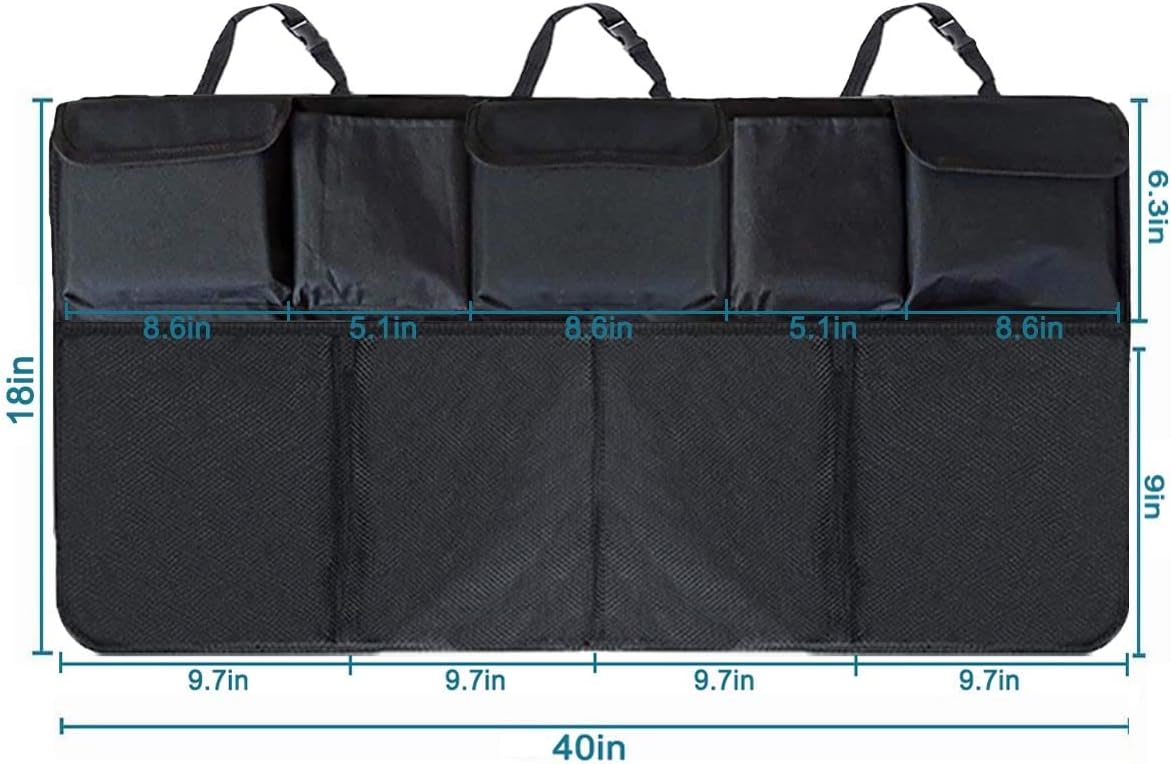 AOPHY Trunk Organizer for Car, Large Capacity Car Organizers and Storage with 9 Pockets, Waterproof Backseat Hanging Organizer for SUV, Truck, MPV, Interior Accessories for Men and Women