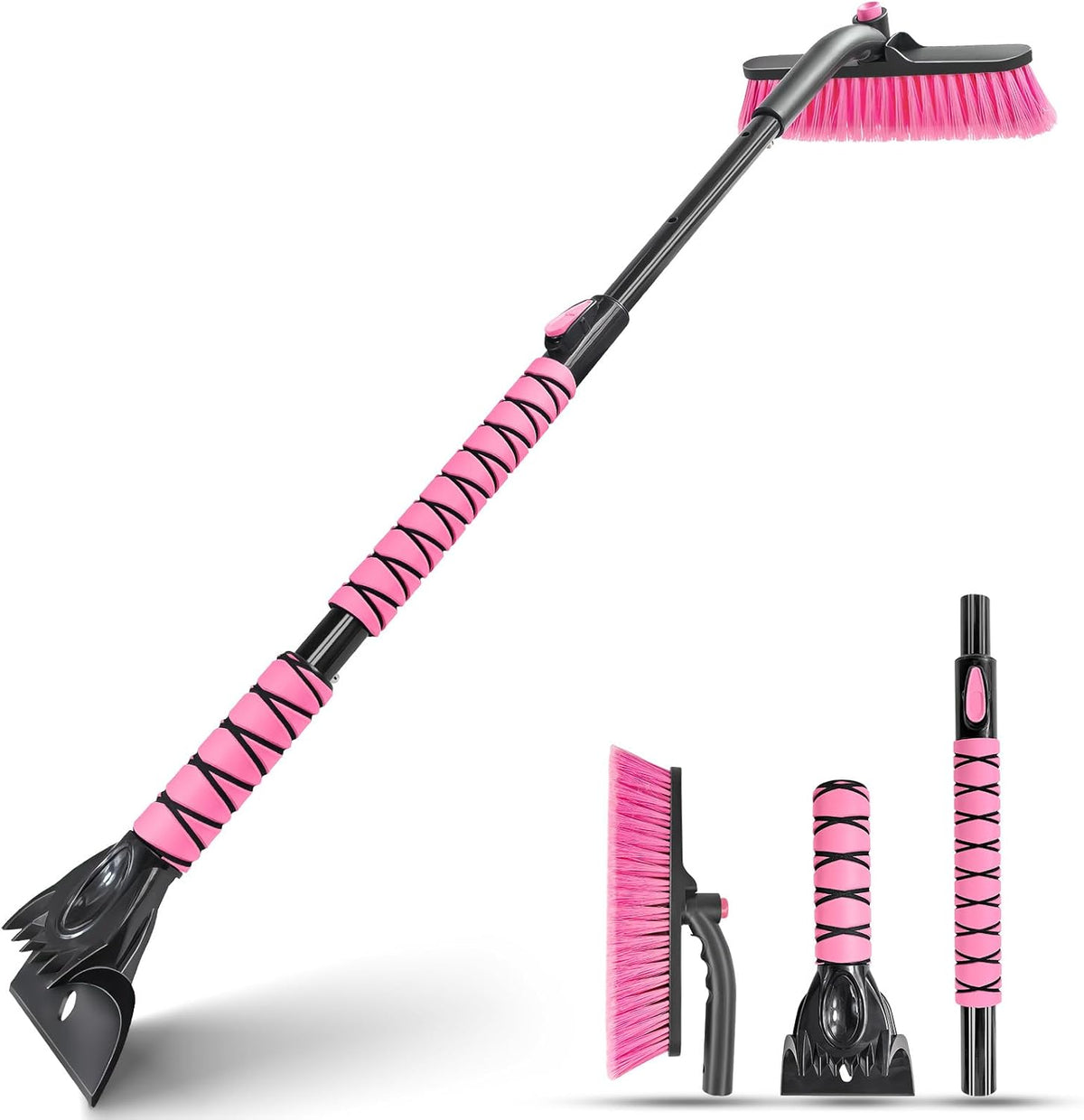 44 Inch Extendable Snow Brush for Car, Ice Scraper with Brush