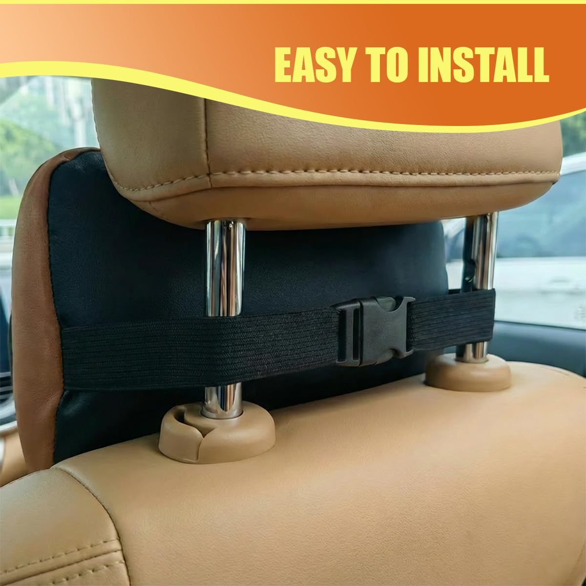 Car Headrest Pillow, Soft Memory Foam Car Neck Support Pillow for Pain Pressure Relief, Breathable Auto Interior Head Rest Cushion with Adjustable Strap for Comfortable Driving (Coffee)