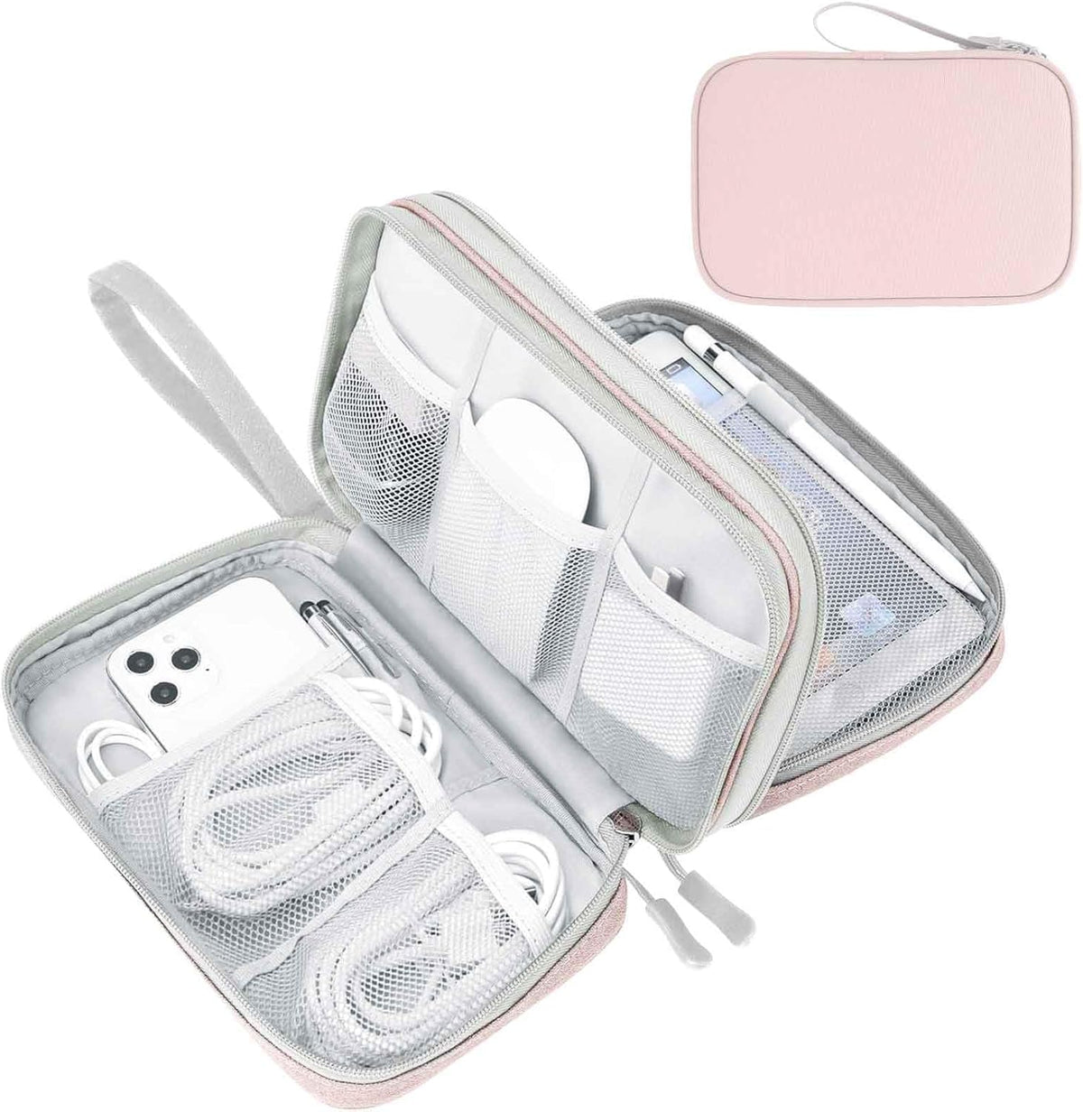 FYY Electronic Organizer, Travel Tech Pouch Bag, Large, Light Pink