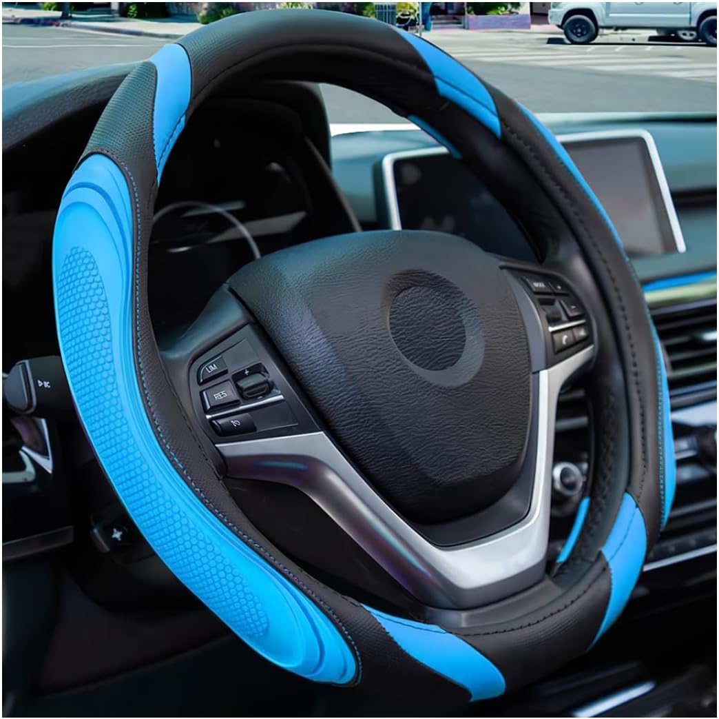 Osilly 15 Inch Artificial Leather Steering Wheel Cover, Coffee