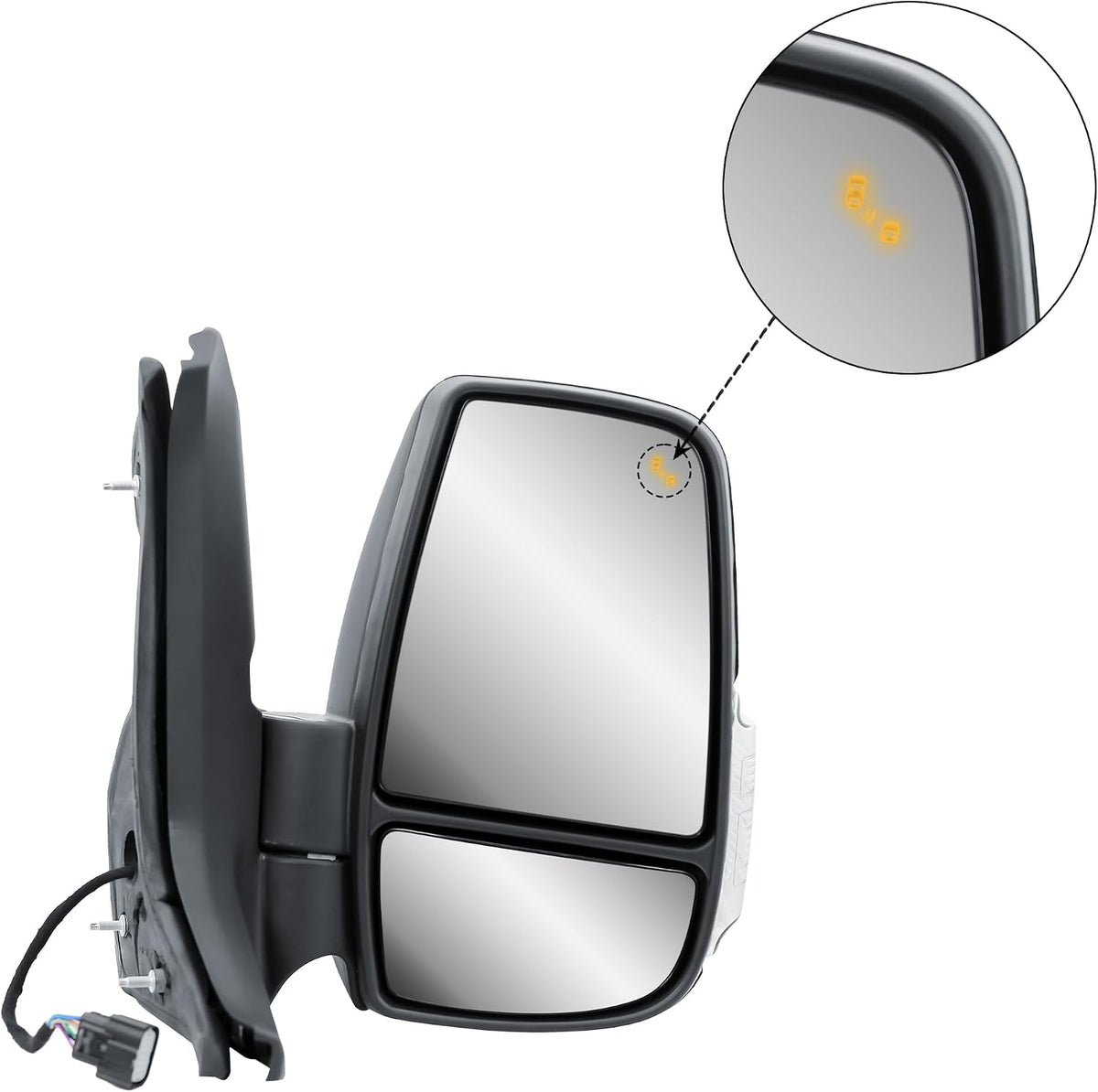 Replacement Passenger Right Side Mirror Power Mirror and Heated with BLIS (Blind Spot Sensor) and Indicator Manual Folding Fit Ford Transit 150 250 350 from 2015 to Onward