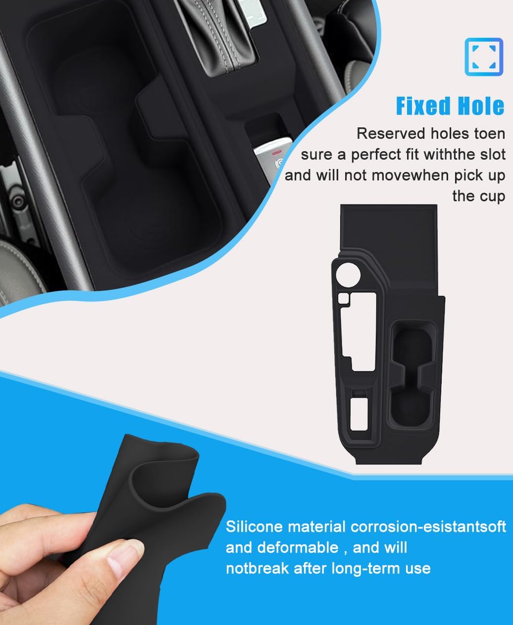 for 2025 Nissan Sentra Accessories 2020 2021 2022 2023 2024 Car Cup Holder Inserts and Center Console Tray Replacement, Silicone Drink Holder Mat Pad Storage Organizer