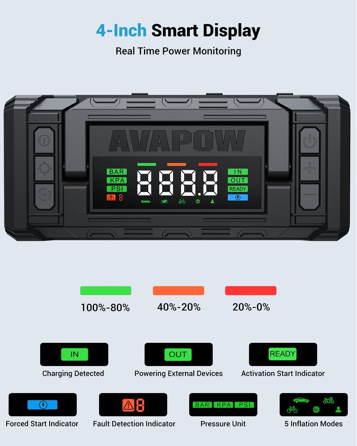 AVAPOW 10000A Jump Starter with Air Compressor, 12V Portable Jump Box
