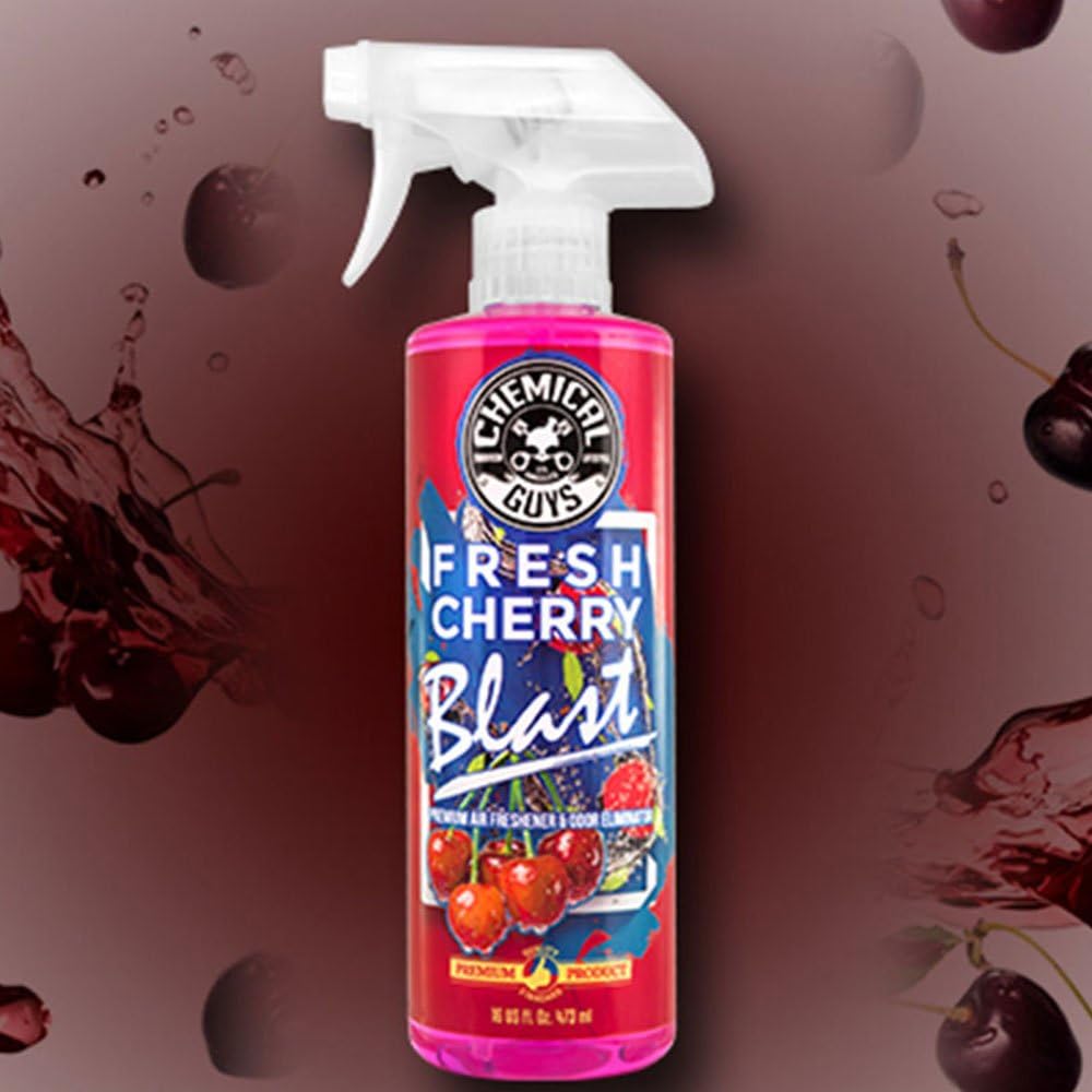 Chemical Guys Fresh Cherry Blast Air Freshener & Odor Eliminator, 16 fl oz | For cars, trucks, SUVs, home, and office, brewed with real cherry extract for authentic just-picked scent
