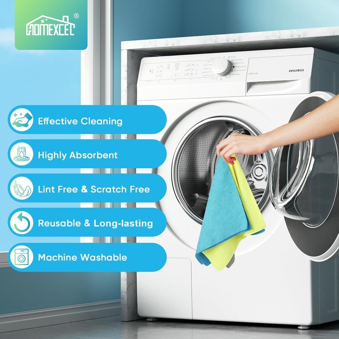 HOMEXCEL Microfiber Cleaning Cloth 100 PK, Towels for Cars, Cleaning Rags