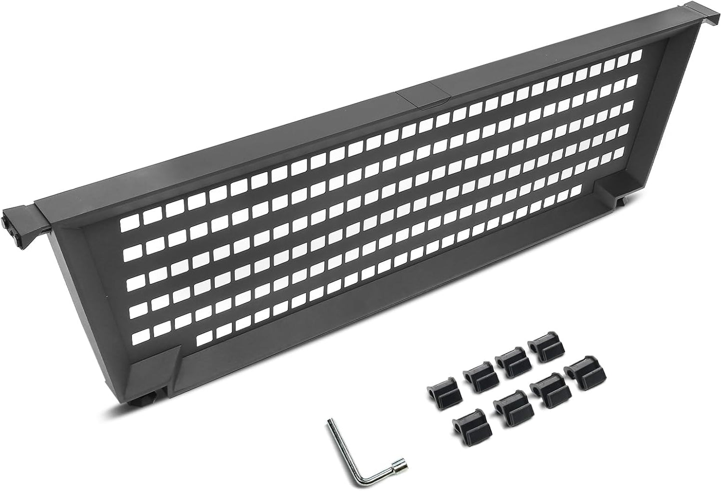 Truck Bed Divider Compatible with 2024 2025 Tesla Cybertruck, Rear Trunk Cargo Aluminum Organizer Carbon Steel Molle Panel with 8 Removable Hooks, No Drill Installation & Adjustable Partitions