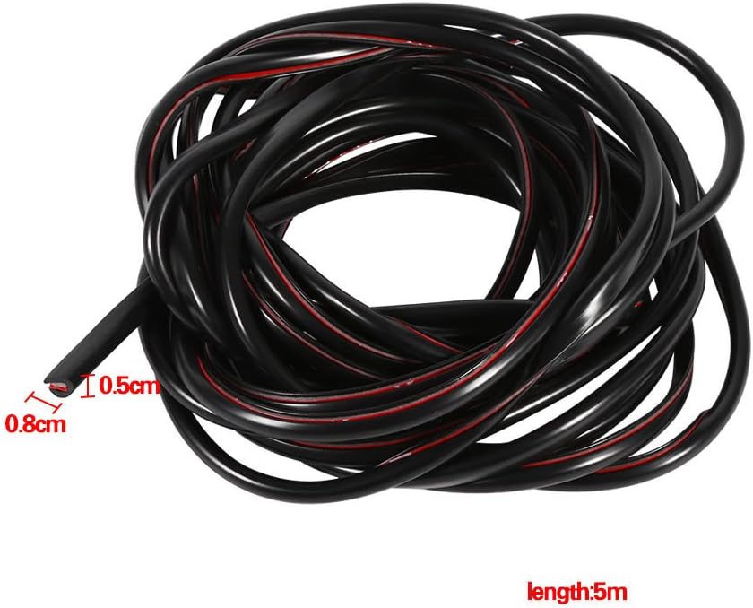 16ft 5M U Shape Rubber Seal, Car Door Edge Guards Trim Protector Strip with Internal Double Sided Tape (Black)