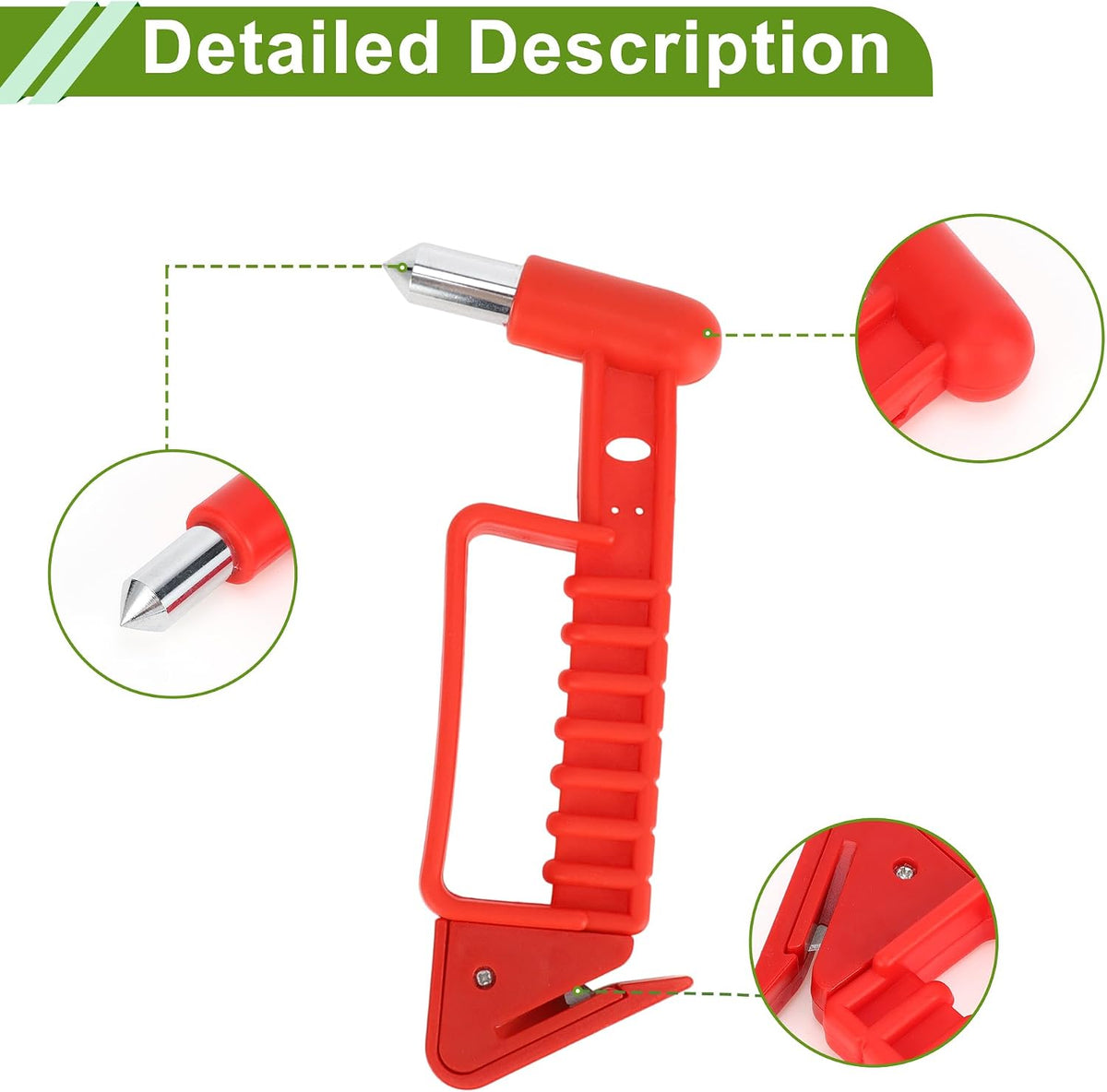 1 Pc Universal Car Safety Hammer Glass Breaker Urgent Escape Tools Black Red 40CR PP