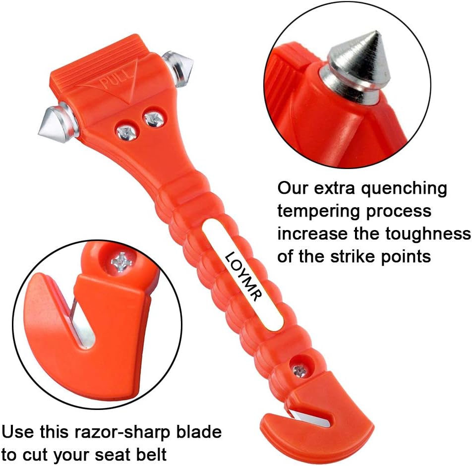 4 PCS Car Safety Hammer,with Car Window Glass Hammer Breaker and Safety Seat Belt Cutter 2-in-1 Emergency Escape Tool, Survival Kit Red