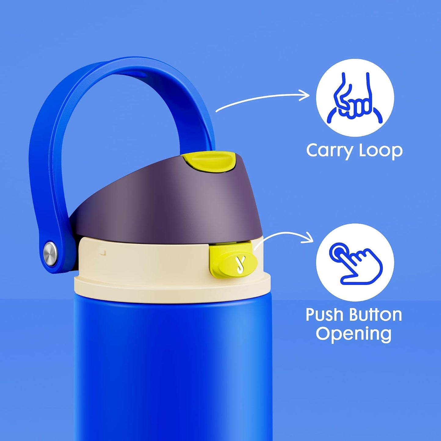 18 oz Insulated Water Bottle for Kids: Meoky Stainless Steel Water Bottle with 2-in-1 Straw and Spout Lid - Leak Proof, Cold for 24 Hours, BPA-Free for Boys School Sports, Celestial Sphere