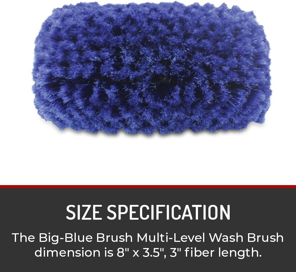Hi-Tech 14” Car Wash Brush Head – Soft Bristles for Cars, Trucks, RVs, Boats, Campers – Multi-Level Design – Fits Threaded Handles – Flow-Thru Capable