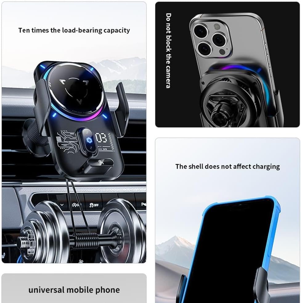 25W/15W Multi-Power Wireless Car Charger with Semiconductor Cooling, New Upgrade Q i2.2 Fast Charging Car Navigation Phone Holder Mount, Infrared Auto-Clamping, Strong Magnetic (Black)
