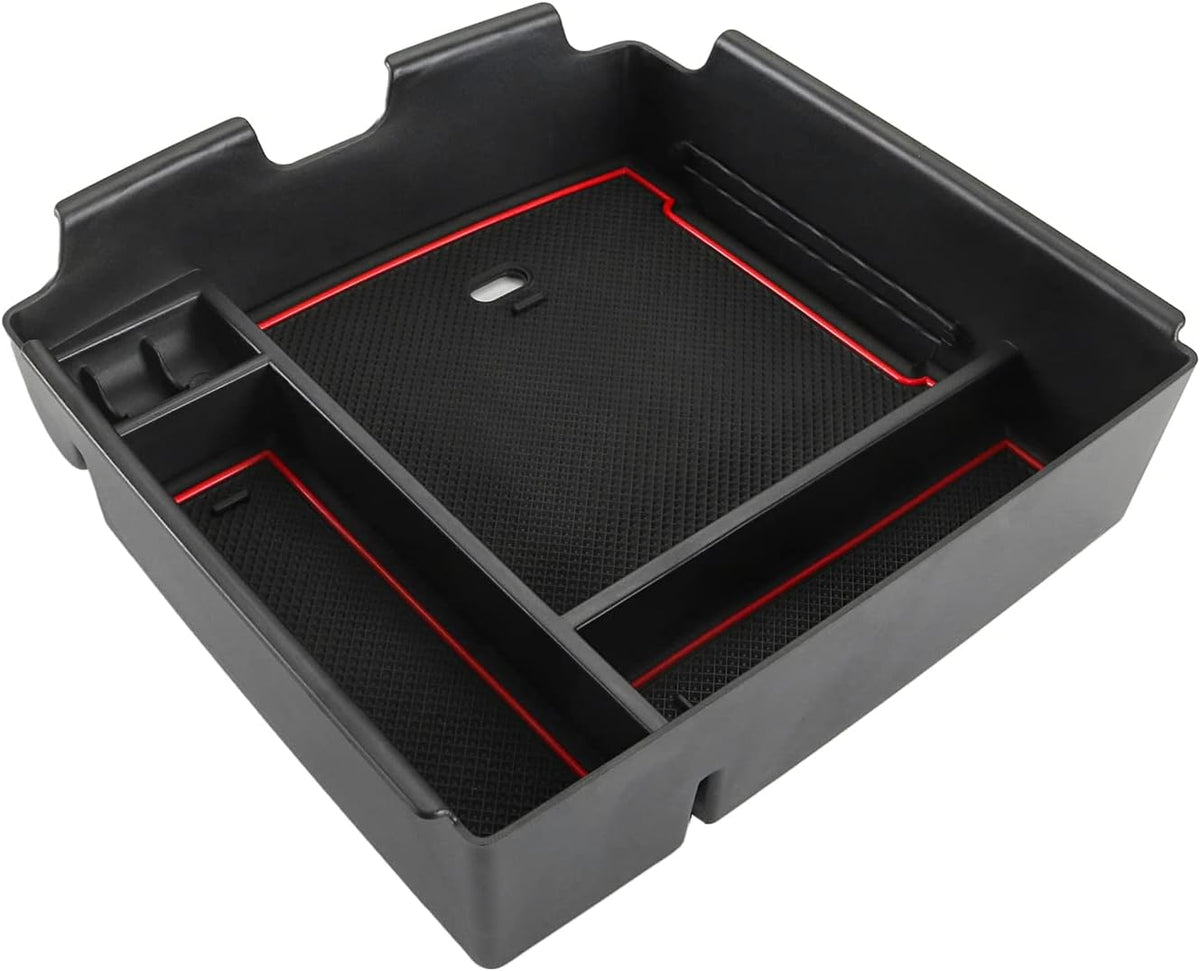 SKTU Compatible with 2022-2026 2027 Kia Carnival Center Console Organizer 2024 2025 2026 2027 Carnival Accessories Insert ABS Tray 2022-2027 Carnival Console Tray with Coin and USB Hole (Red)