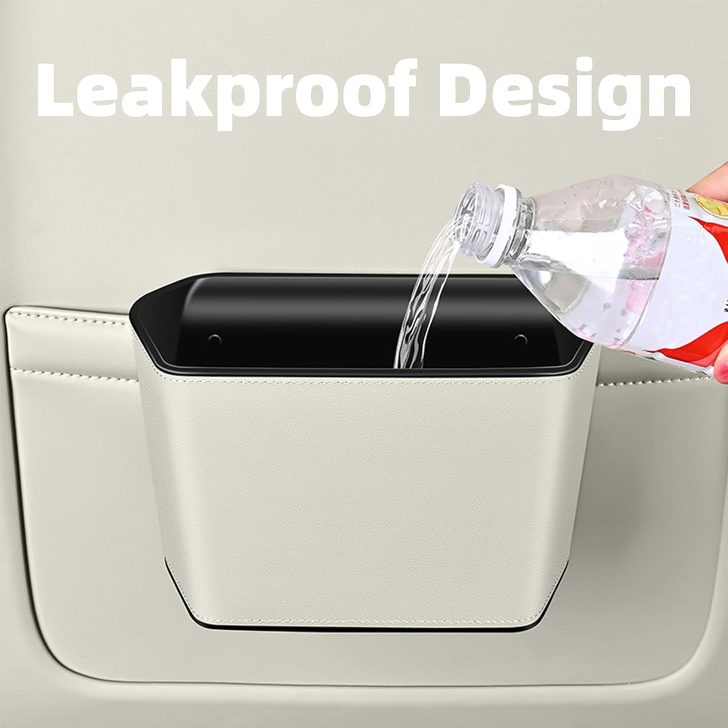 Car Trash Can with Hanging Hook,Portable Leakproof Car Trash Bin for Cars,SUV & Truck,Multipurpose Automotive Garbage Storage Can for Vehicles,Large Capacity,Waterproof,Easy to Clean (Black)